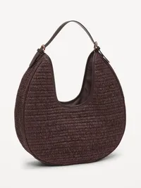 Oversized Raffia Hobo Bag - Peppercorn — view 3