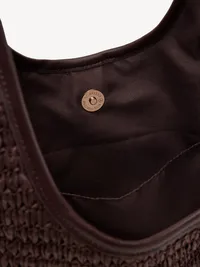 Oversized Raffia Hobo Bag - Peppercorn — view 4