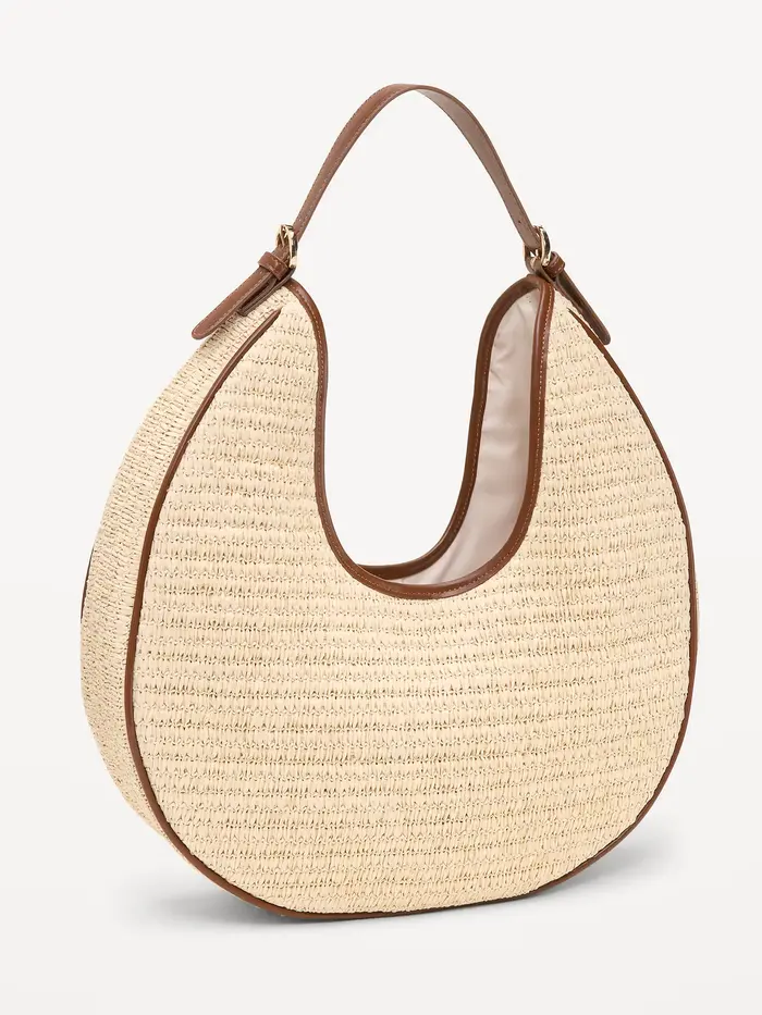 Oversized Raffia Hobo Bag - Totally Natural