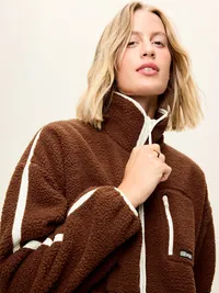 Oversized Sherpa Full-Zip Jacket - Peppercorn — view 4