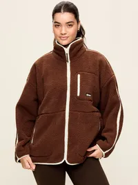 Oversized Sherpa Full-Zip Jacket - Peppercorn — view 5
