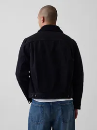 Oversized Sherpa-Lined Denim Jacket - BLACK — view 3