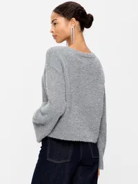 Oversized Shine Crew-Neck Sweater - Silver Shine — view 2