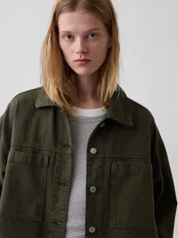 Oversized Shirt Jacket - Black moss green — view 4