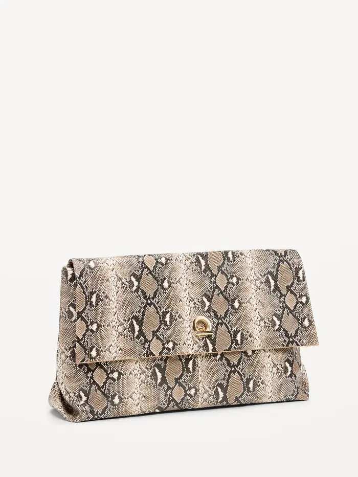 Oversized Slouchy Clutch - Snake