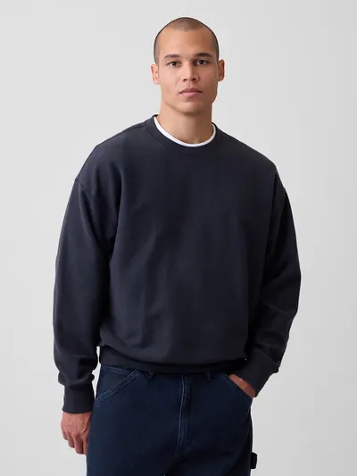 Oversized Terry Sweatshirt - Moonless black night