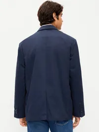 Oversized Twill Blazer - In the Navy — view 2