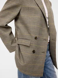Oversized Twill Double-Breasted Blazer - Plaid — view 5