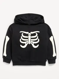 Oversized Unisex Graphic Pullover Hoodie for Toddler - Black Skeleton — view 2