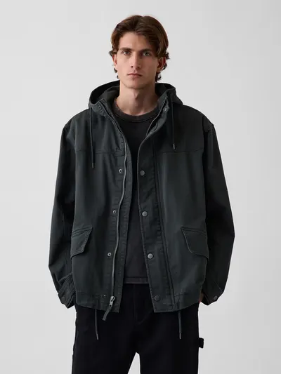 Oversized Utility Jacket - Tweed green