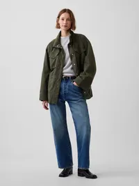 Oversized Utility Swing Jacket - Black moss green — view 2