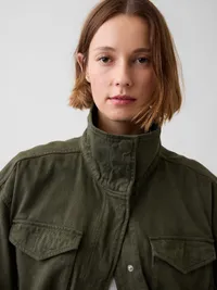Oversized Utility Swing Jacket - Black moss green — view 4