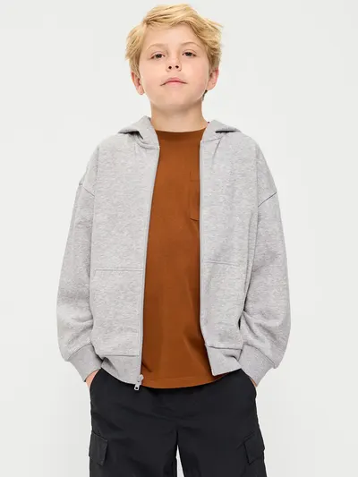 Oversized Zip Hoodie for Boys - Heather Gray