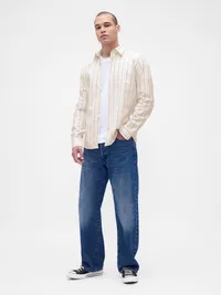 Oxford Button-Down Shirt - OLIVE STRIPE — view 2