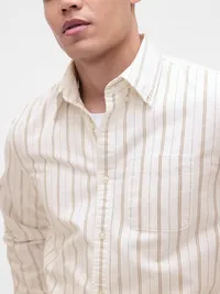 Oxford Button-Down Shirt - OLIVE STRIPE — view 4