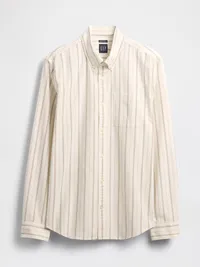 Oxford Button-Down Shirt - OLIVE STRIPE — view 5