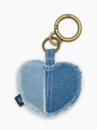Patchwork Denim Heart Bag Charm - Denim — view 2