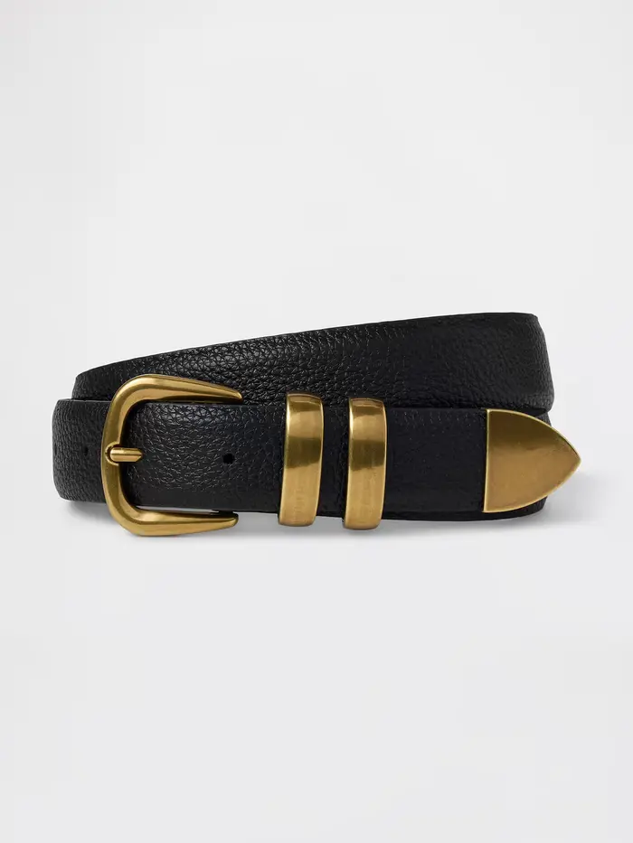 Pebbled Leather Belt - Black