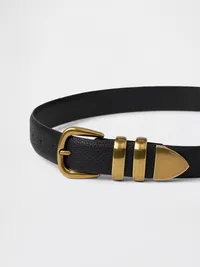 Pebbled Leather Belt - Black — view 3