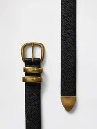 Pebbled Leather Belt - Black — view 4