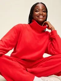 Performance Fleece Funnel Neck Pullover - Amaryllis — view 3