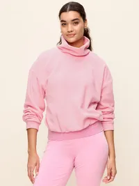 Performance Fleece Funnel Neck Pullover - Geranium Petal — view 5