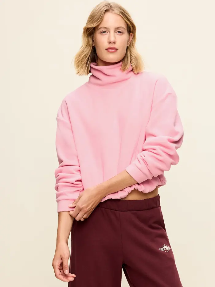 Performance Fleece Funnel Neck Pullover - Geranium Petal
