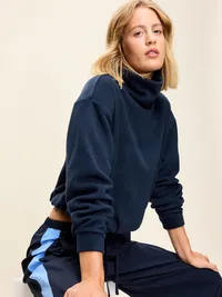 Performance Fleece Funnel Neck Pullover - In the Navy — view 3