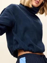 Performance Fleece Funnel Neck Pullover - In the Navy — view 4