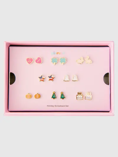 Pierced Co Holiday Screwback Earring Set - Multi