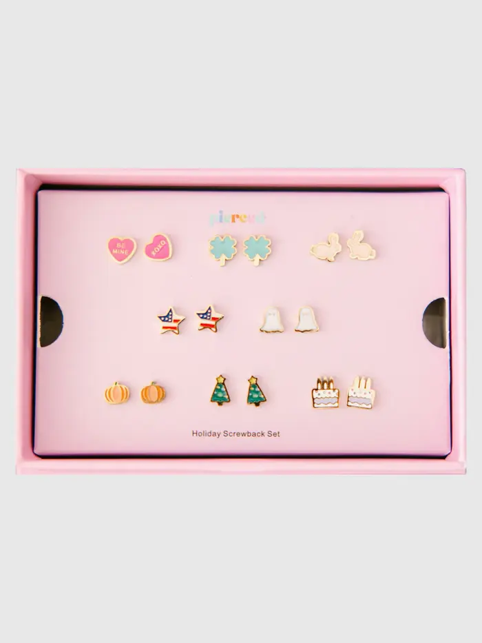 Pierced Co Holiday Screwback Earring Set - Multi