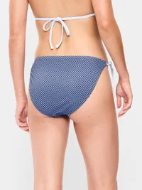 Pique String Bikini Swim Bottoms - Blue Checkerboard — view 2