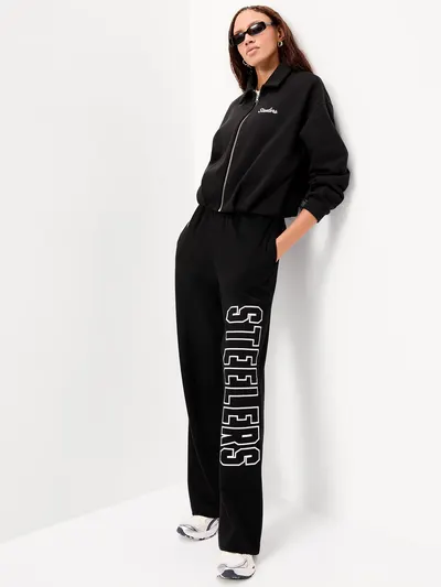 Pittsburgh Steelers Oversized Fleece Bomber Jacket for Women - Pittsburgh Steelers
