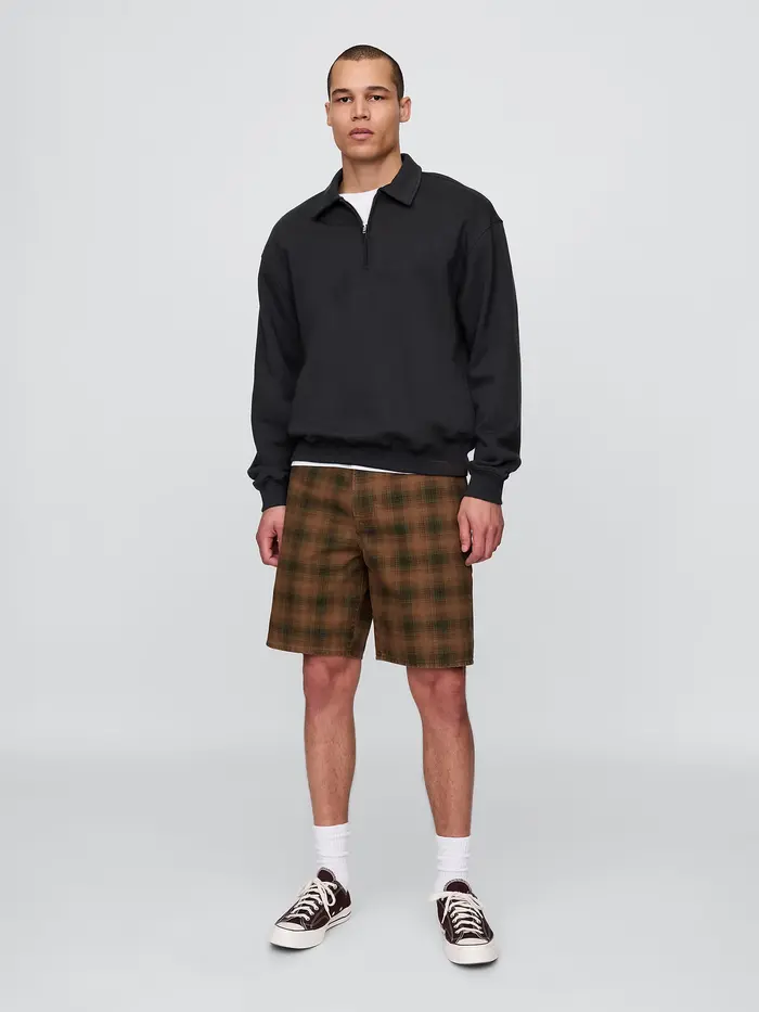 Plaid Canvas Shorts - Khaki plaid