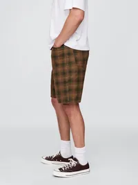 Plaid Canvas Shorts - Khaki plaid — view 3