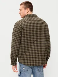 Plaid Flannel Shacket - Brown Plaid — view 2