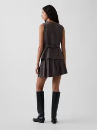 Pleated Mini Skort - Brown plaid — view 2