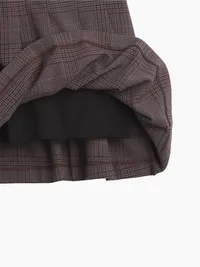 Pleated Mini Skort - Brown plaid — view 4