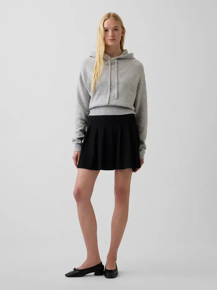 Pleated Mini Skort - True black