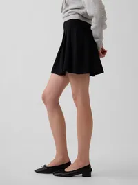 Pleated Mini Skort - True black — view 3
