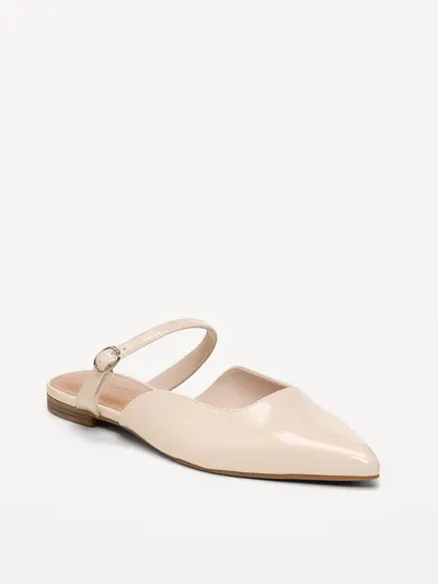 Pointed-Toe Mule Flats for Women - Stone