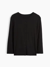 Pointelle Cardigan - Black — view 2