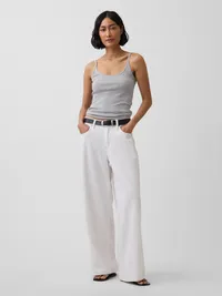 Pointelle Crop Cami - Heather grey — view 2