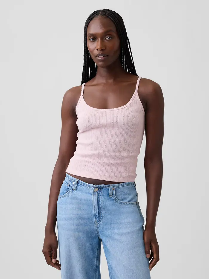 Pointelle Crop Cami - Primitive pink