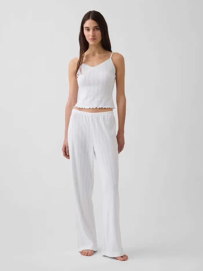 Pointelle PJ Pants - Fresh white