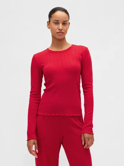 Pointelle PJ Top - Modern red