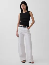 Pointelle Shell Tank Top - Black — view 2