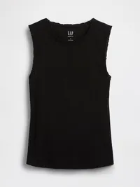 Pointelle Shell Tank Top - Black — view 5