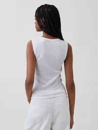 Pointelle Shell Tank Top - Fresh white — view 3