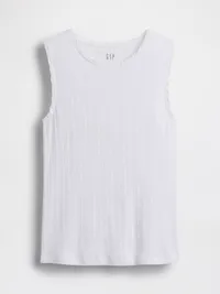 Pointelle Shell Tank Top - Fresh white — view 5